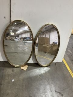 2 X NKUKU OVAL MIRRORS WITH GOLD RIM