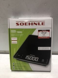 QTY OF ASSORTED ITEMS TO INCLUDE SOEHNLE DIGITAL KITCHEN SCALE , CLASSIC BLACK MASK