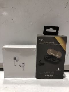 A QTY OF ASSORTED ITEMS TO INCLUDE DESIGNED MOUSE MATS, Y30 TRULY WIRELESS IN EAR HEADPHONES