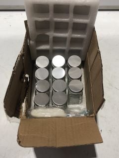 QTY OF ASSORTED ITEMS TO INCLUDE 11PCS GLASS JARS FOR SPICES