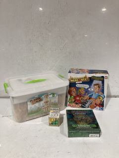 BOX OF ASSORTED CHILDRENS TOYS TO INCLUDE STARFINDER FLIP TILES, GAMEPAD