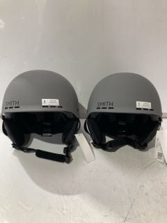 2 X SMITH UNISEX HOLT MATTE CHARCOAL SNOW HELMET SIZE 51 - 55 CM