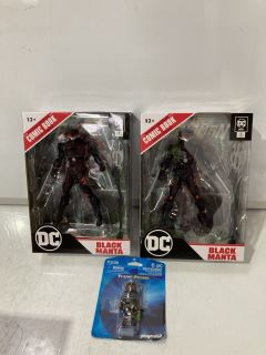 BOX OF ASSORTED CHILDRENS TOYS TO INCLUDE MARVEL CRISIS HULKBUSTER PROTOCOL MINIATURES GAME, TO INCLUDE DC BLACK MANTA FIGURINE