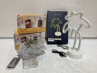 QTY OF ASSORTED ITEMS TO INCLUDE BRIZLABS 50 LED PHOTO CLIP STRING LIGHTS