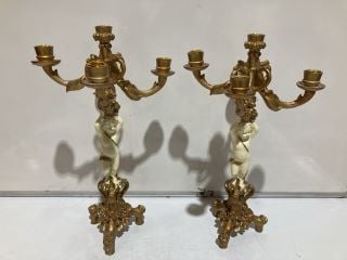 DESIGN TOSCANO THE CHERUBS HARVEST CANDLEBRA CANDLE HOLDERS (SET OF 2)