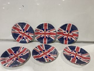 QTY OF PLASTIC PLATES TO INCLUDE UNION JACK PLASTIC PLATES