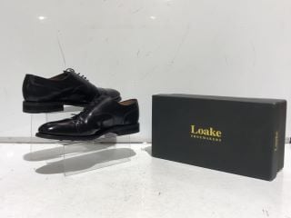 LOAKE SHOEMAKERS COMANCHE BR BLACK POLISHED LEATHER SIZE 12 UK TO INCLUDE RAGING BULL MEN'S CANVAS JACKET TAN SIZE L