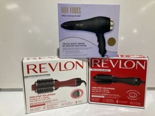 QTY OF ASSORTED ITEMS TO INCLUDE REVLON SPECIAL EDITION SALON HAIR DRYER AND VOLUMISER TITANIUM