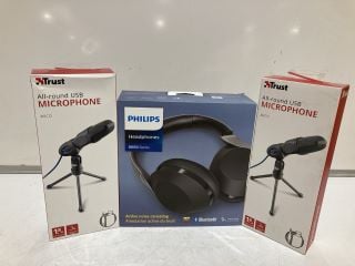 2 TRUST ALL-ROUND USB MICROPHONE & PHILIPS 8000 SERIES HEADPHONES TOTAL RRP £202.89