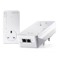 DEVOLO MAGIC 1-1200 WI-FI 5 STARTER KIT: STABLE HOME WORKING, HIGH PERFORMANCE (MESH WI-FI, UP TO 1200 MBPS VIA POWERLINE, WI-FI 5, WI-FI ANYWHERE, ACCESS POINT, 2X FAST ETHERNET PORTS). RRP £116: LO