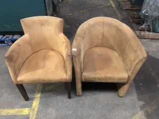 2 X AMBER COLOURED SUEDE BUCKET SEATS