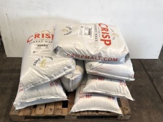 8 X ASSORTED 25KG BAGS OF BEER MALT TO INCLUDE CRUSHED EX PALE MARIS OTTER AND BAMBERG MUNICH MALT TYPE 1