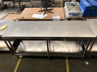 STAINLESS STEEL COMMERCIAL WORK SURFACE TABLETOP WITH LOWER SHELF W60 X H88 X L180CM