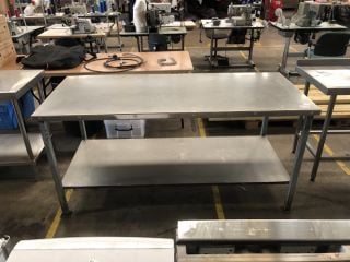 STAINLESS STEEL COMMERCIAL WORK SURFACE TABLETOP WITH LOWER SHELF W77 X H88 X L183CM