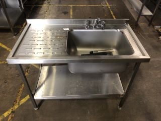 STAINLESS STEEL SINK WITH DRAINING RACK WITH BOTTOM SHELF (L120 X D65 X H91CM)