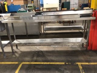 STAINLESS STEEL COMERCIAL WORK TABLE W/ UPSTAND AND BOTTOM SHELF (L210 X D45 X H95CM) TO INCLUDE QTY OF STAINLESS STEEL UNIT LENGTH PARTS