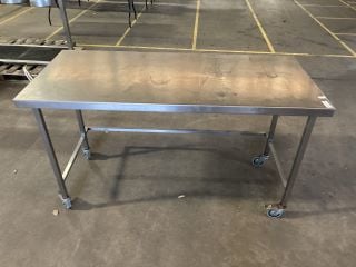 STAINLESS STEEL COUNTERTOP ON WHEELS L160 X D70 X H91CM