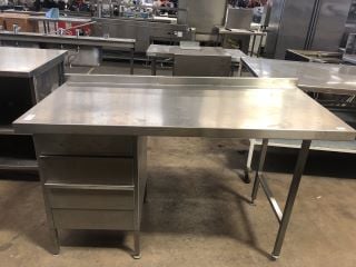 STAINLESS STEEL WORK SURFACE WITH 3 DRAWS L150 X D70 X H92CM