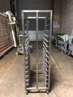 STAINLESS STEEL GASTRONORM 15 TIER STORAGE WHEELED TROLLEY