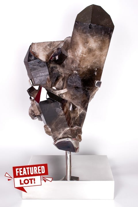 Giant Black Quartz Crystal Cluster With Stand, H60cm W35cm D25cm - Weight 57KG, Total Weight With Stand 72KG (Approximately)  (VAT ONLY PAYABLE ON BUYERS PREMIUM)