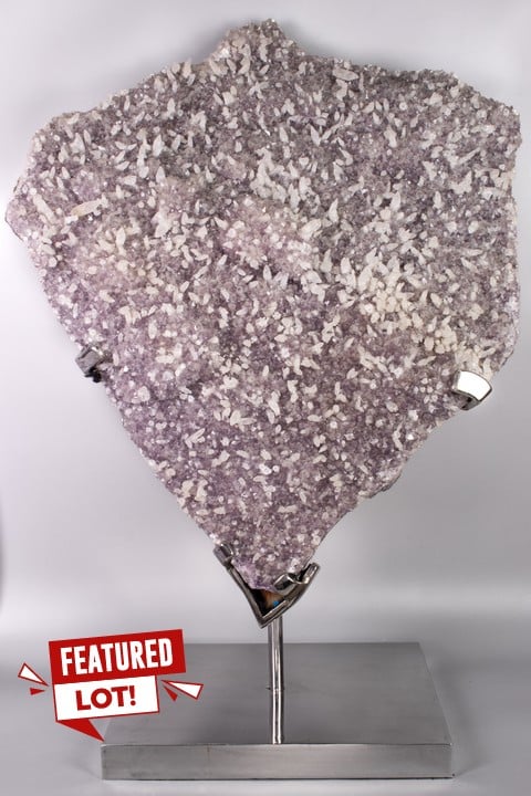 Giant Amethyst And Quartz Crystal Cluster With Stand, H65cm W62cm D8cm - Weight 33KG, Total Weight With Stand 48KG (Approximately)  (VAT ONLY PAYABLE ON BUYERS PREMIUM)