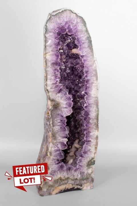 Free Standing Large Amethyst Crystal Geode, H72cm W22c, D21cm - Weight 39KG (Approximately) (VAT ONLY PAYABLE ON BUYERS PREMIUM)