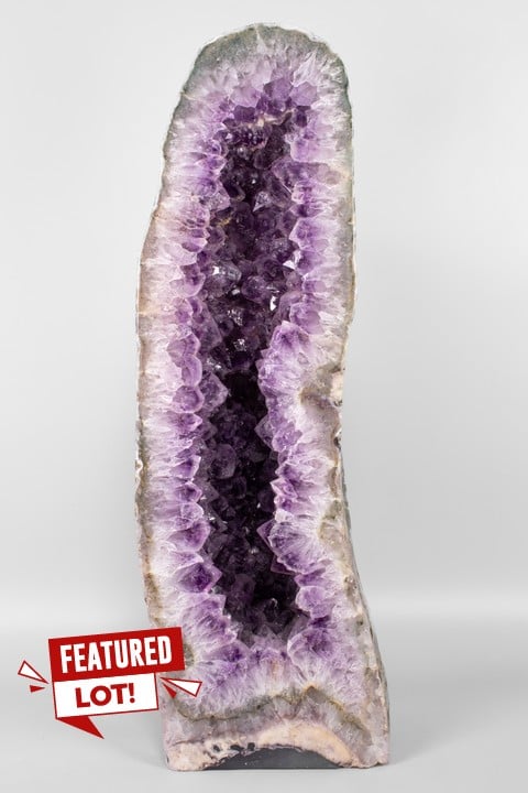 Free Standing Large Crystal Amethyst Geode, H71cm W21cm D20cm - Weight 37KG (Approximately)  (VAT ONLY PAYABLE ON BUYERS PREMIUM)