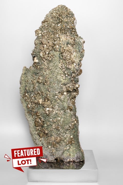 Large Mounted Pyrite Cluster Formation, H57cm W22cm D12cm - Weight 23KG (Approximately)  (VAT ONLY PAYABLE ON BUYERS PREMIUM)