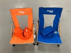 2 X CAMPING CHAIR AKTIVE VARIOUS MODELS INCLUDING BLUE COLOUR.