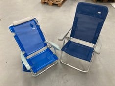 2 X CAMPING FOLDING CHAIR AKTIVE VARIOUS MODELS INCLUDING BLUE CHAIR.