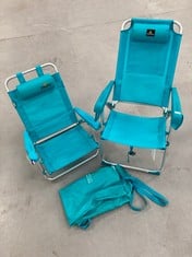 2 X CREVICOSTA FOLDING CHAIR VARIOUS MODELS TURQUOISE BLUE COLOUR.