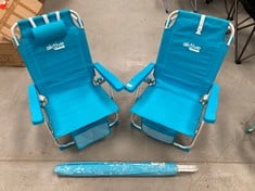 3 X CAMPING ARTICLE AKTIVE VARIOUS MODELS INCLUDING FOLDING CHAIR BLUE COLOUR.