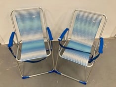 2 X AKTIVE FOLDING CHAIR BLUE AND WHITE.