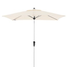 DOPPLER SQUARE PARASOL 220 X 140 CM OFF-WHITE I FOLDING GARDEN PARASOL I PARASOL WITH CRANK HANDLE WITH UV 80+ PROTECTION I PARASOL WITH ALUMINIUM CRANK HANDLE.