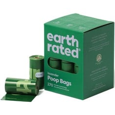 EARTH RATED - DOG POOP BAGS - LEAK PROOF, EXTRA THICK PET POOP BAGS FOR DOGS OF ALL SIZES - LAVENDER SCENTED - 270 PIECES.