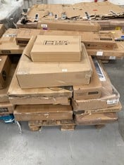 PALLET OF VARIETY OF FURNITURE OF DIFFERENT SIZES AND MODELS INCLUDING SHOE RACK TWO TIBET DOORS (MAY BE BROKEN OR INCOMPLETE).