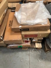 PALLET OF ASSORTED FURNITURE INCLUDING WHITE ADJUSTABLE MILTON RADIATOR COVERS (MAY BE BROKEN OR INCOMPLETE).