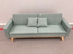 SOFA BED TURQUOISE COLOUR (DAMAGED BOTTOM FABRIC).