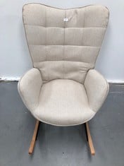 BEIGE ROCKING ARMCHAIR.