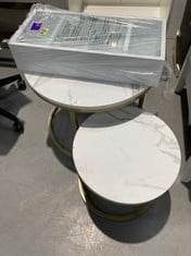 2 X HOMEWARES INCLUDING MARBLE AND GOLD DOUBLE COFFEE TABLE.