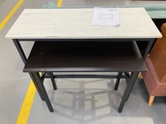 2 X HOUSEHOLD ITEMS INCLUDING DARK BROWN FOLDING TABLE.