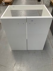 WHITE DOUBLE DOOR BATHROOM FURNITURE WITH LEGS.