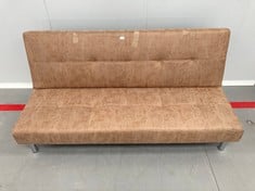 SOFA BED RUSSET COLOUR (CRACKED RIGHT SIDE AND PEELED FRONT PART).