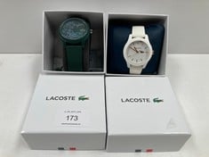 2 X LACOSTE WATCH MODELS LC.79.1.29.2947 AND LC.79.3.47.2709 (WHITE WATCH WITH DETACHED PARTS) - LOCATION 6A.