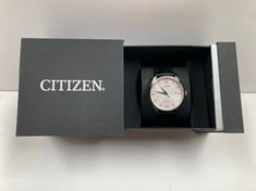 CITIZEN WATCH SILVER AND WHITE WITH BROWN STRAP MODEL 8210 - LOCATION 2A.