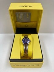 INVICTA WATCH SILVER, GOLD AND NAVY BLUE MODEL 8942 - LOCATION 2A.