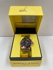 INVICTA SILVER, RED AND BLACK WATCH MODEL 35695 - LOCATION 2A.