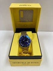 INVICTA SILVER AND NAVY BLUE WATCH MODEL 90940B- LOCATION 2A.