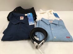 5 X LEVIS BRAND CLOTHES VARIOUS SIZES AND MODELS INCLUDING BLUE SHIRT SIZE M - LOCATION 35A.