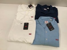 4 X LEVIS BRAND CLOTHING VARIOUS SIZES AND MODELS INCLUDING BLUE SHIRT SIZE M - LOCATION 35A .